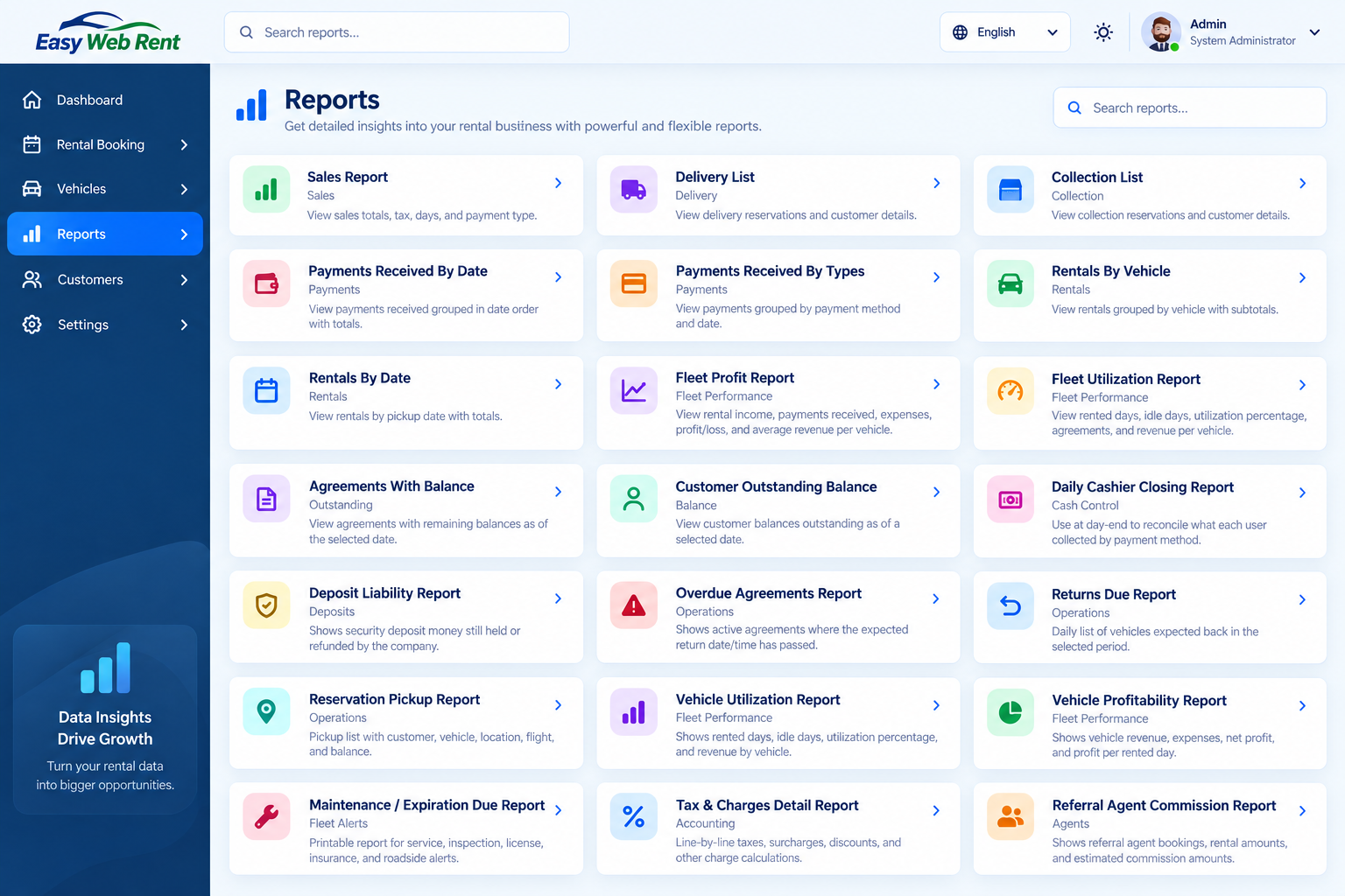 Easy Web Rent Reports Dashboard